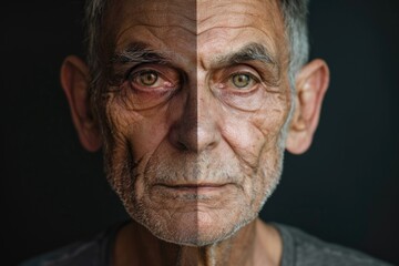 Obraz premium A close-up of an elderly person with deep wrinkles on their face, suitable for use in stories about aging or senior citizens