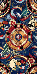 Fabric pattern circle japan style
