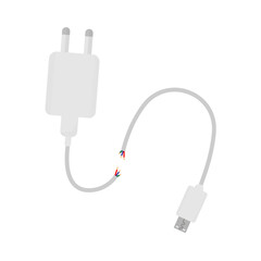 vector of broken or damaged cellphone charging cables, dangerous electricity