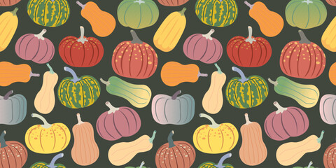 seamless pattern autumn pumpkins in vector. element for prints poster banner design decor backgrounds wallpaper packaging textile backdrops