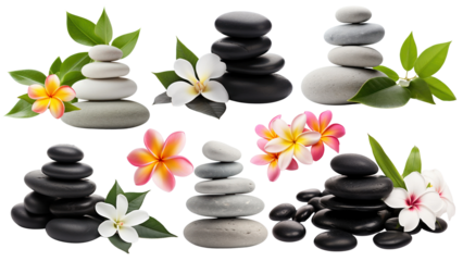 Spa stone png element set, transparent background
