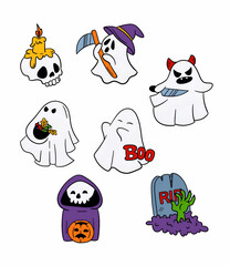 Halloween set of cute simple illustration collection design