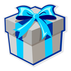 blue gift box with ribbon