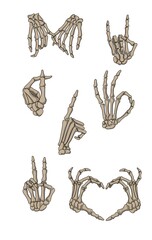Set of a skeleton hands gestures
