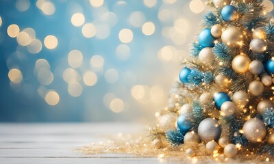 Fototapeta premium Christmas celebration decorative background with red golden blues and white