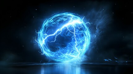 Obraz premium Glowing Spherical Energy Source with Ethereal Lightning Bolts