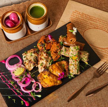 tandoori veg platter indian food tandoor mockup packaging close up