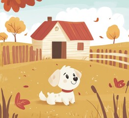 Naklejka premium Puppy in Fall.