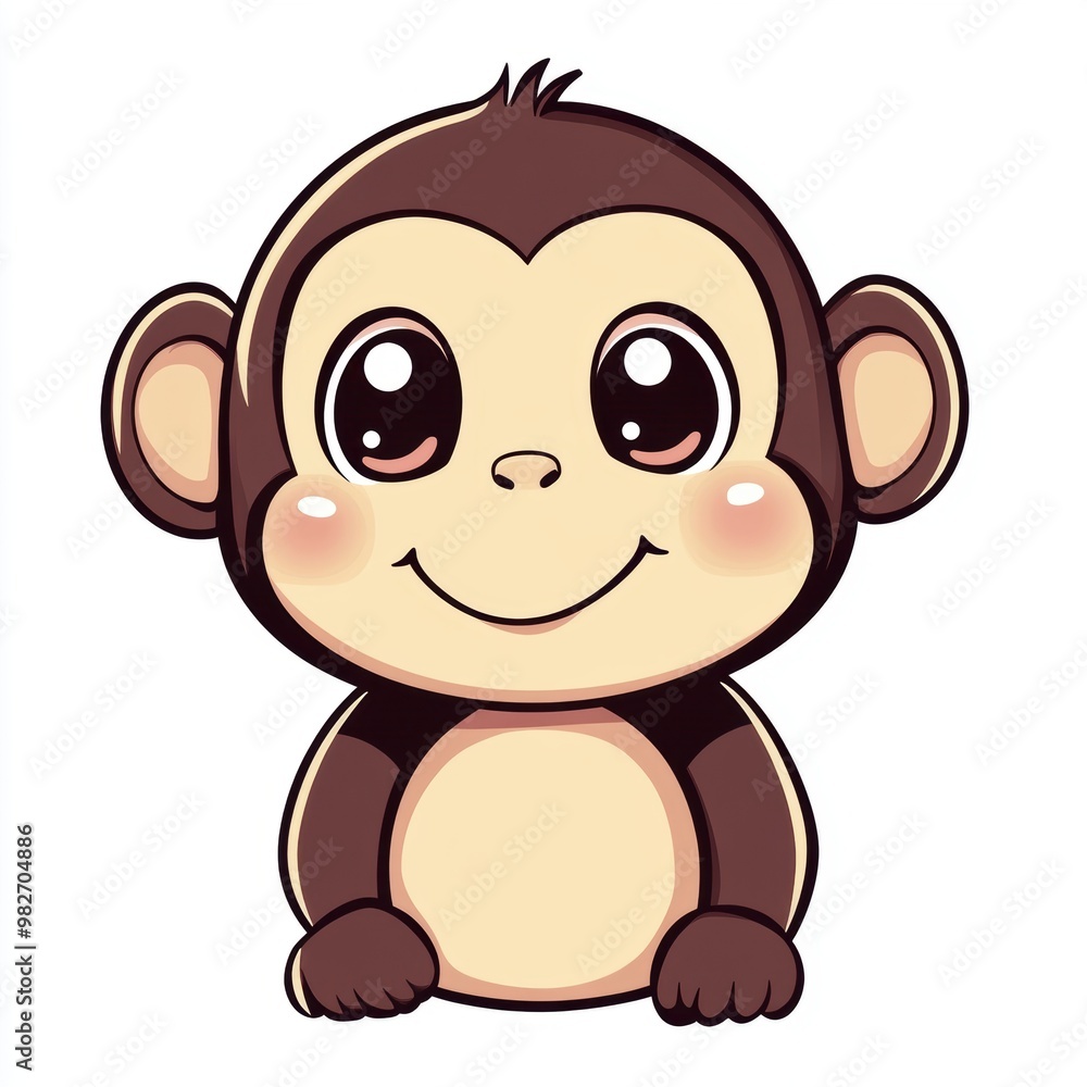 Sticker cute cartoon monkey.