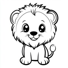 Fototapeta premium Cute Lion Outline.