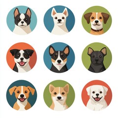 Naklejka premium Cute Dog Icons.