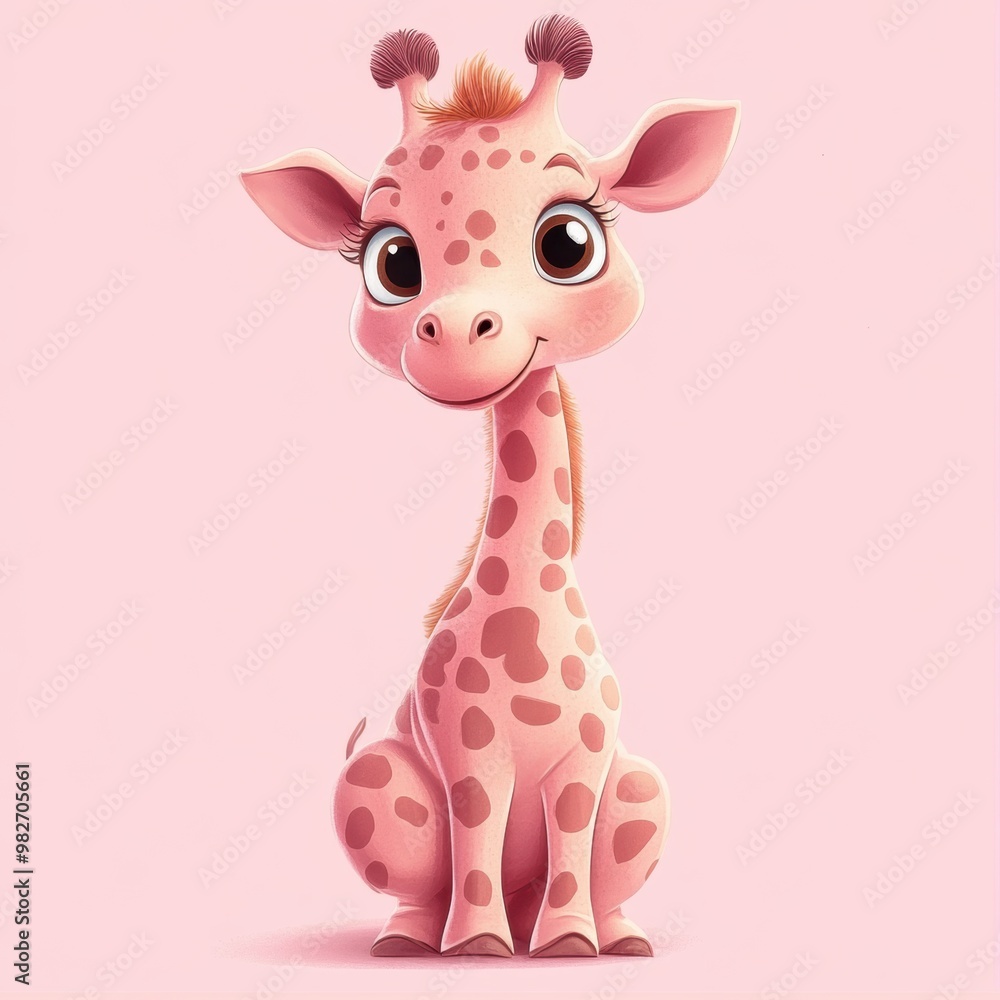 Sticker cute pink giraffe.