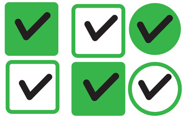 Check vector icon set. checkmark vector icon. accept, verify or done check mark sign. right checkbox button suitable for apps and websites UI designs.