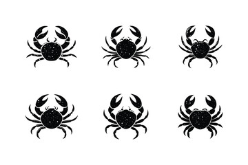Collection of Crab logo set icons silhouettes vector isolated