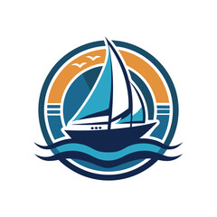 Trendy Mascot of Sailboat Vector Logo Icon Design