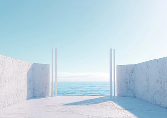 3D rendering white space architecture minimalist background	
