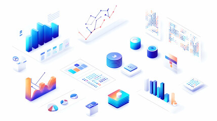 Obraz premium A pack of Flat Illustrations for Business Analytics.