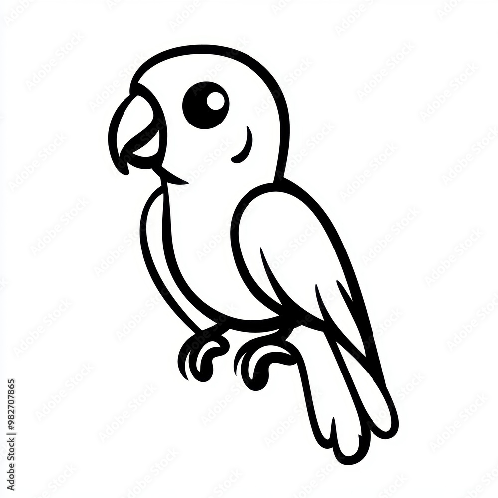 Sticker cute parrot outline.