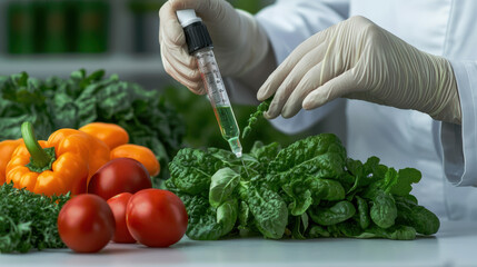 A person is spraying a plant with a green liquid