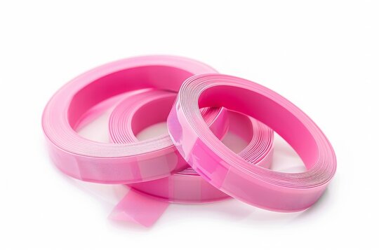 pink adhesive sticky tapes set isolated on a white background. MZ