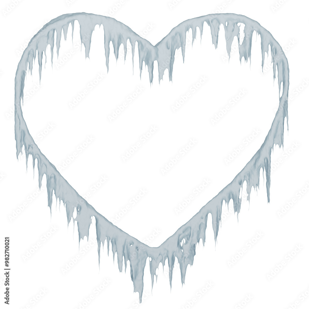 Poster frozen heart: this 3d render of a heart-shaped ice sculpture captures the beauty and fragility of wi