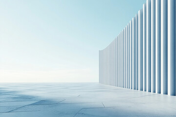 Fototapeta premium white background, blue, 3d background, architecture background, 3d building, creative, three-dimensional, corridor, outdoor, sunlight, clean, construction, backdrop, minimalist, 3d rendering, structur