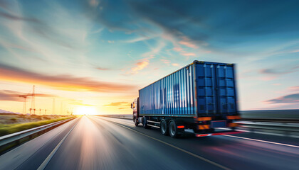 Fototapeta premium Concept transport logistique routier avec camion sur route