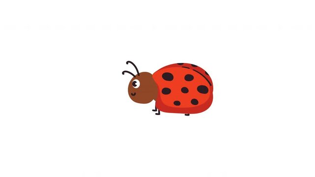 Adorable Cartoon Ladybug Illustration with Red and Black Spots on a White Background