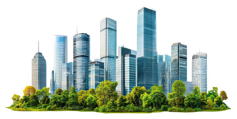 PNG Realistic modern cityscape architecture buildings skyscrapers.