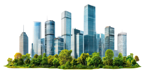 PNG Realistic modern cityscape architecture buildings skyscrapers.