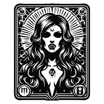 vampire female inside tarot cardc stencil logoc - Image Creator in Bing