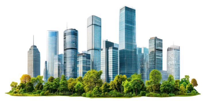 PNG Realistic modern cityscape architecture buildings skyscrapers.