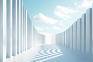 3D rendering white space architecture minimalist background