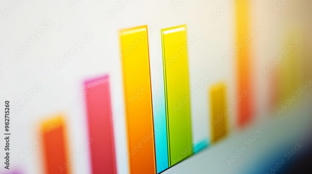 Poster a close-up of a financial bar chart on a computer screen, displaying rising and falling data points,