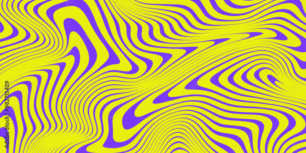Poster cool y2k wavy vector pattern. trendy groovy abstract curvy striped background. geometric linear opti