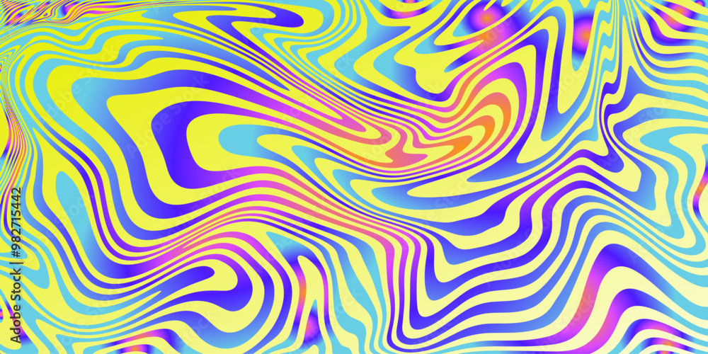 Aufkleber Abstract Y2k Cool Gradient Geometric Pattern. Trendy Colorful Geometric Vivid Optical Illusion Backdrop. Psychedelic Art.