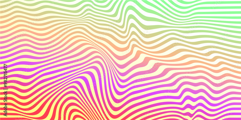 Poster cool y2k wavy vector pattern. trendy groovy abstract curvy striped background. geometric linear opti