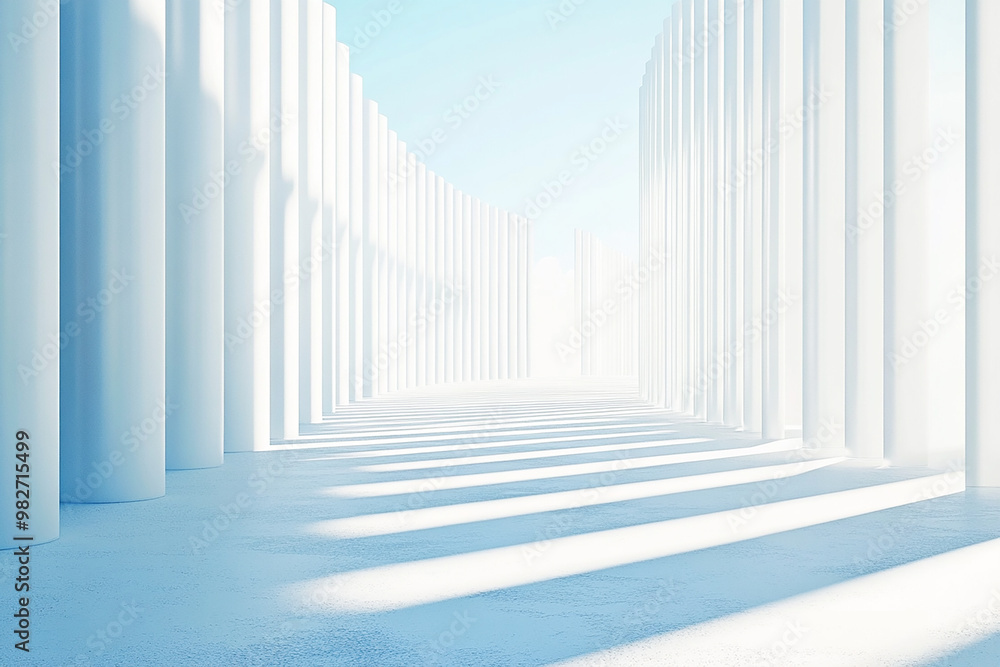 Wall mural 3d rendering white space architecture minimalist background