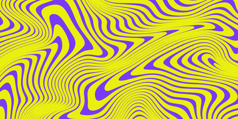 Cool Y2k Wavy Vector Pattern. Trendy Groovy Abstract Curvy Striped Background. Geometric Linear Optical Illusion Art. Psychedelic Illustration.