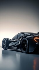 Black Luxury Sports Car with Orange Lights.