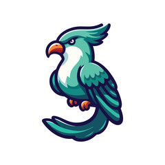 a cartoon bird with a green and white beak