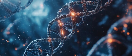 close up view of a dna double helix, dna damage, concept of disorder or genetic mutation
