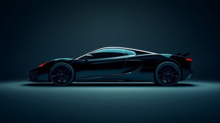 Obraz premium Black Sports Car on Dark Background.