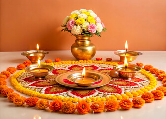Naklejka premium still life with candle and flowers