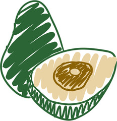 Avocado sketch in doodle style. Hand drawn minimal design. Perfect for wallpaper, template, banner, wall decor, print, postcard, cover. Vector illustration