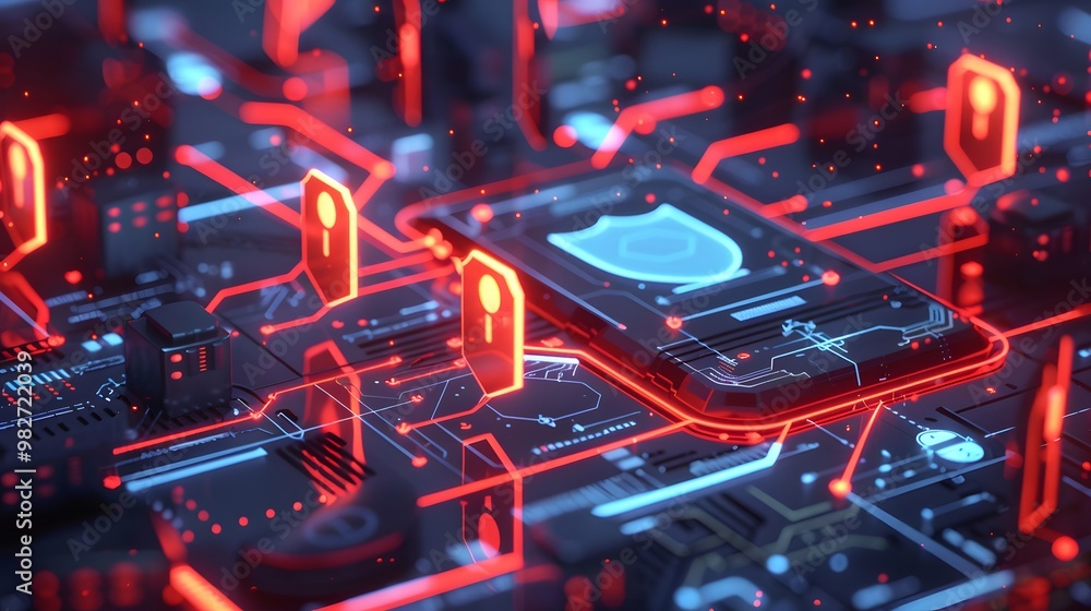 Poster a digital fortress with layers of protection mechanisms like user authentication, permissions, and e