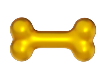Golden bone 3d isolated on png transparent background.