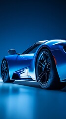 Blue Sports Car Rear View.