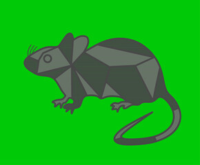Mouse. Vector Mouse. Mouse Geometry Design. Rat green background