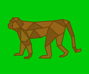 Monkey. Vector Monkey. Monkey Geometry Design. Monkey green Background
